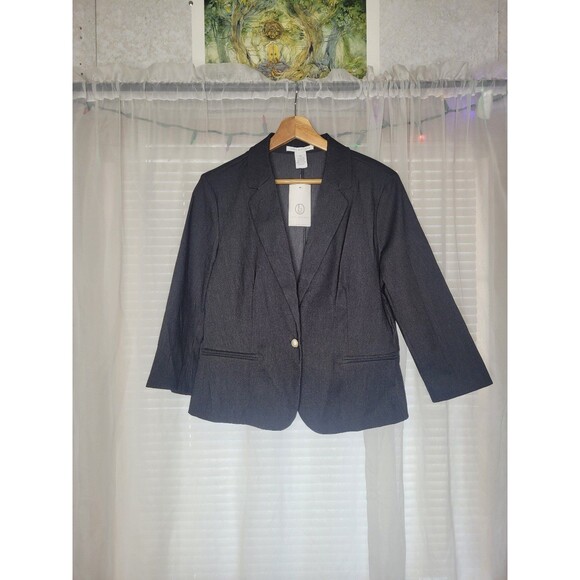 Linda Matthews Blazer Womens Medium Charcoal Heather Gray NEW - Picture 1 of 4